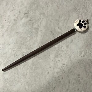 Lila Rose Brown Hair Stick with White and Black Paw Design